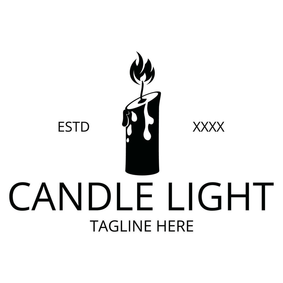 Candle light vintage logo illustration vector