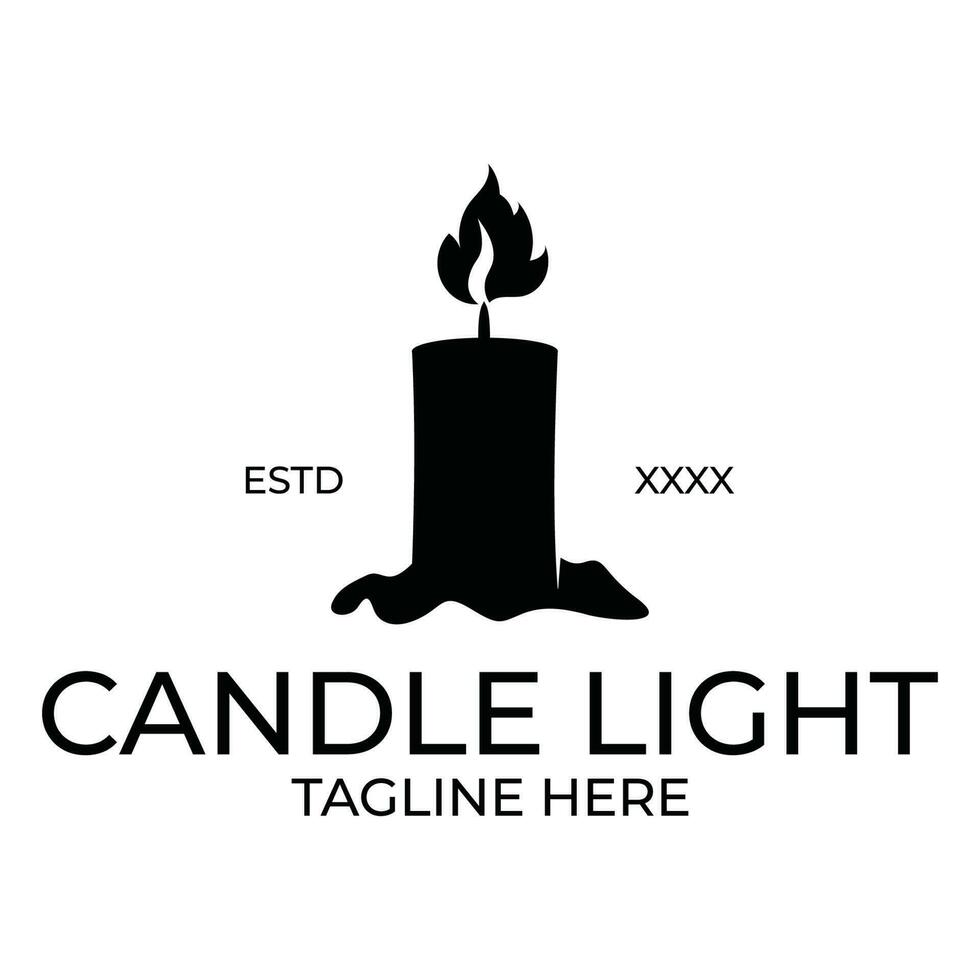 Candle light vintage logo illustration vector