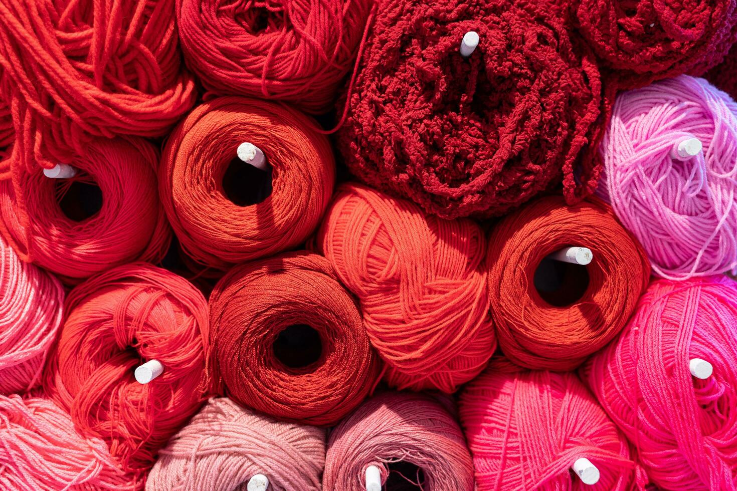 Balls of wool in various colors. close up view on wool knitting balls in different colors. photo