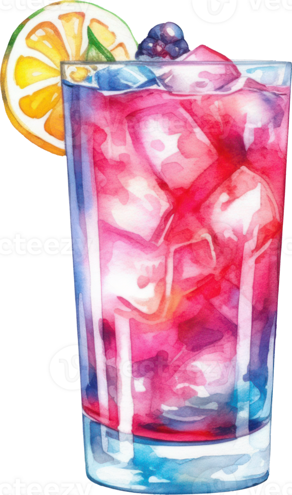Cocktail Summer Watercolor Illustration. png