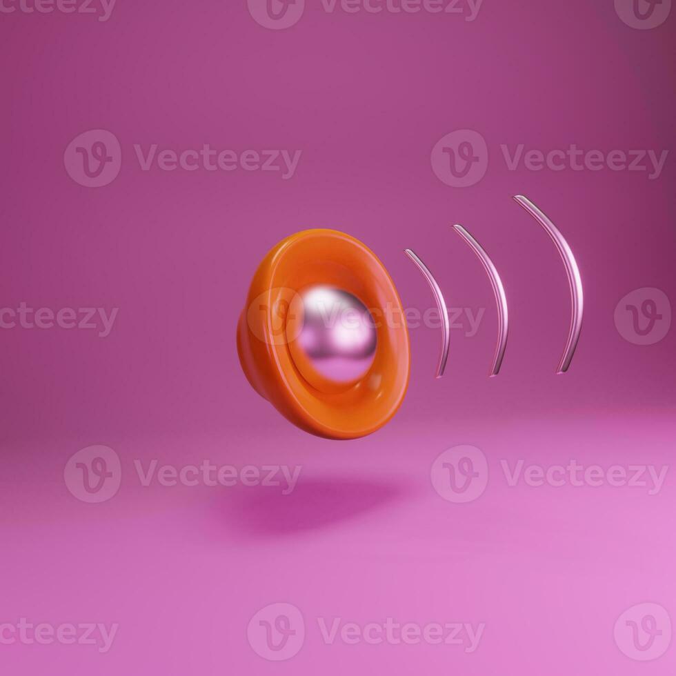 speaker icon with max volume simple 3d render illustration on pastel background photo