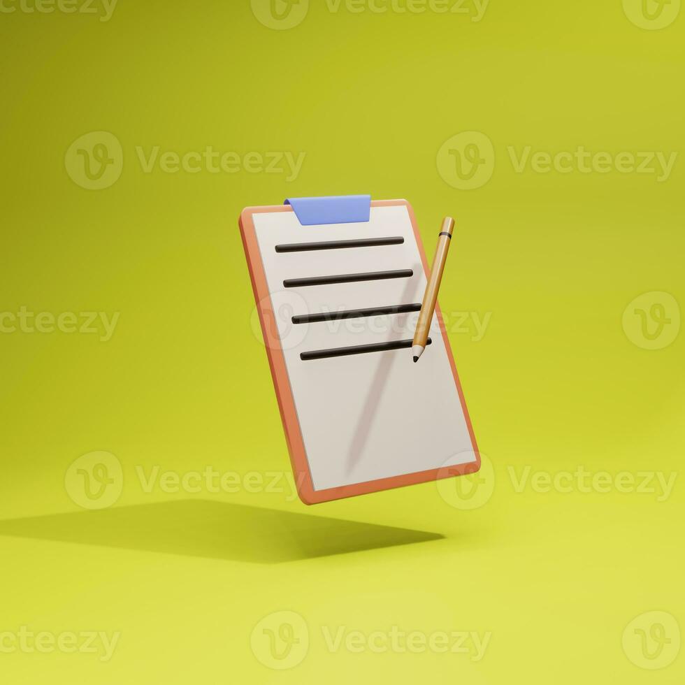 3d simple pencil with document icon on pastel background high quality 3d illustration modern edit icon render photo