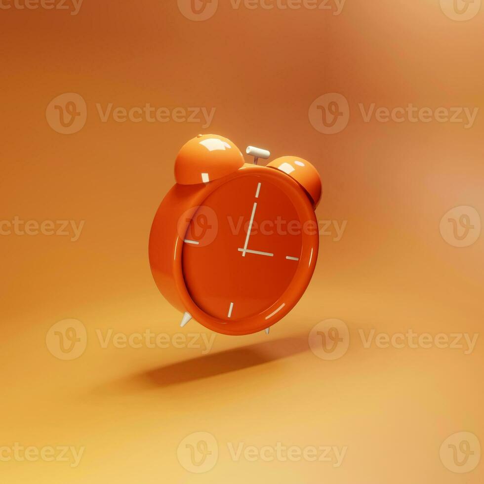 orange alarm clock simple icon template time 3d illustration on pastel background minimal concept 3d rendering isolated with soft shadows photo
