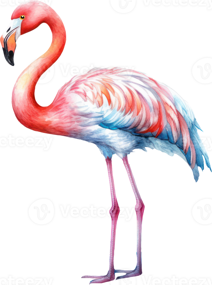 Flamingo bird watercolor illustration. png