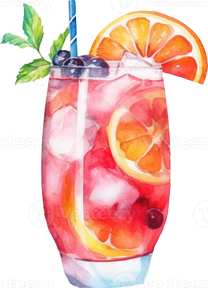 Cocktail Summer Watercolor Illustration. png