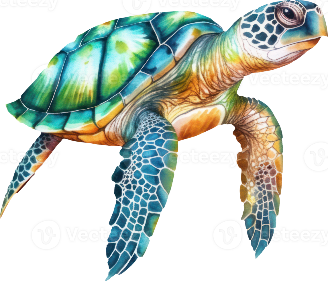 mar Tortuga acuarela ilustración. ai generado png