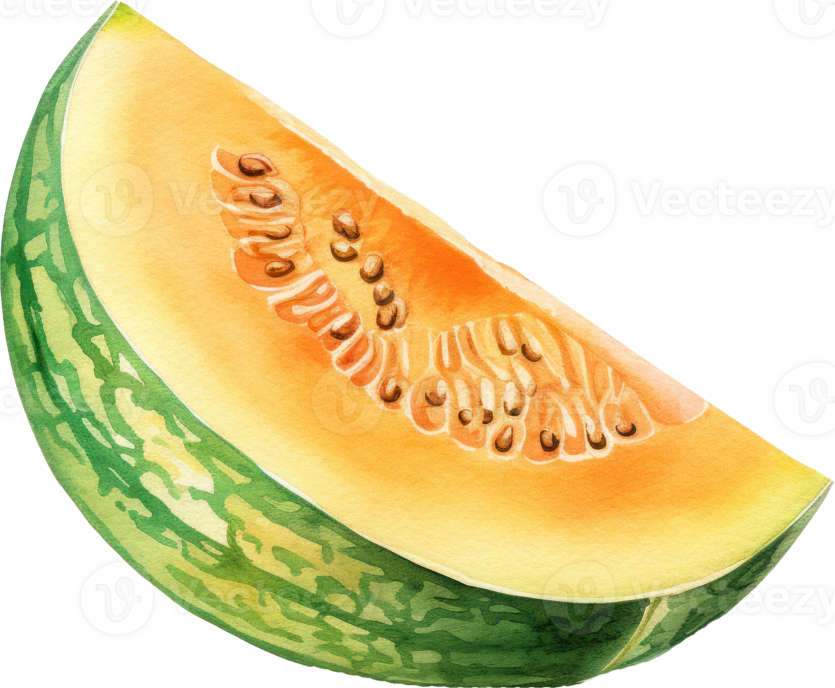 Cantaloupe Watercolor Illustration. png