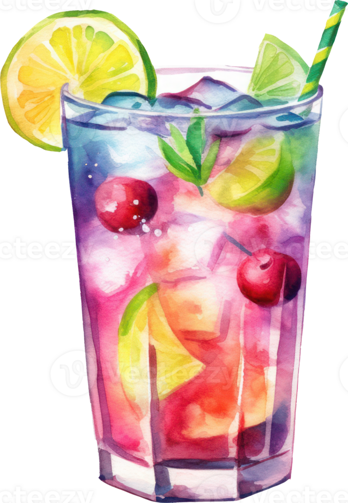 Cocktail Summer Watercolor Illustration. png