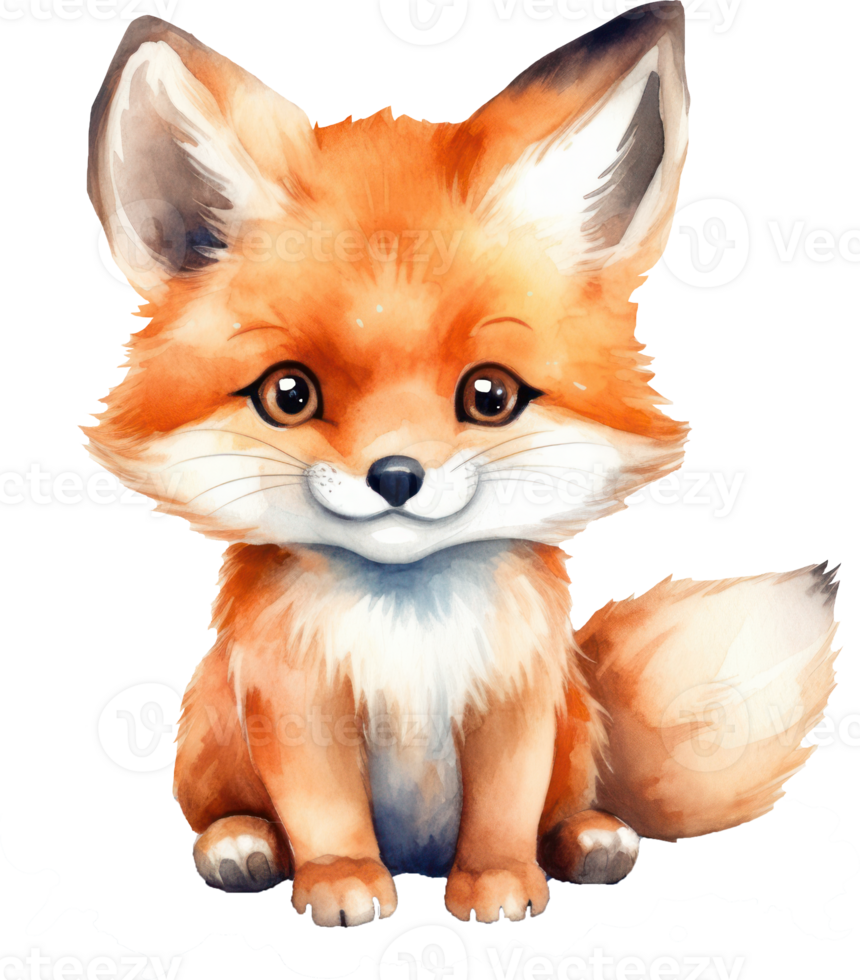 Cute Fox Watercolor Illustration. png