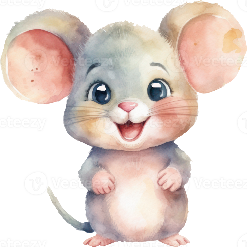 Cute Mouse Watercolor Illustration. png
