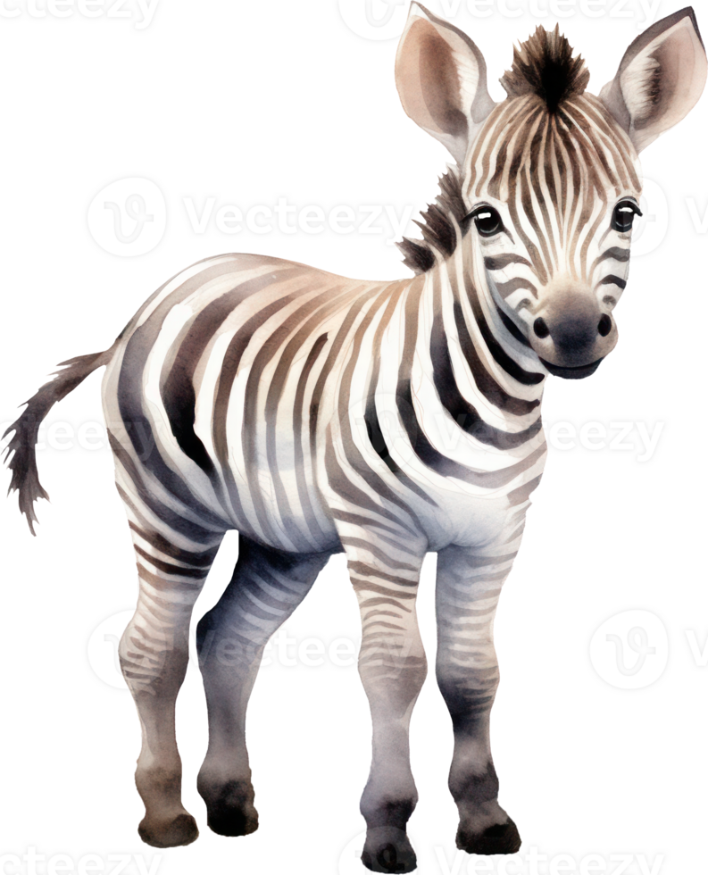 süß Zebra Aquarell Illustration. ai generiert png