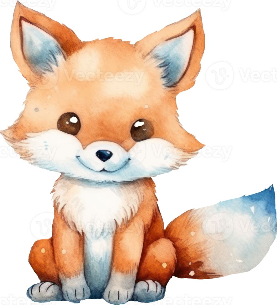 Cute Fox Watercolor Illustration. png