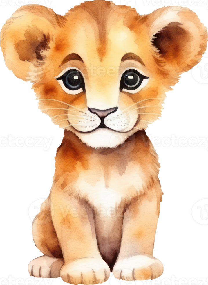 Baby Lion Watercolor Illustration. png