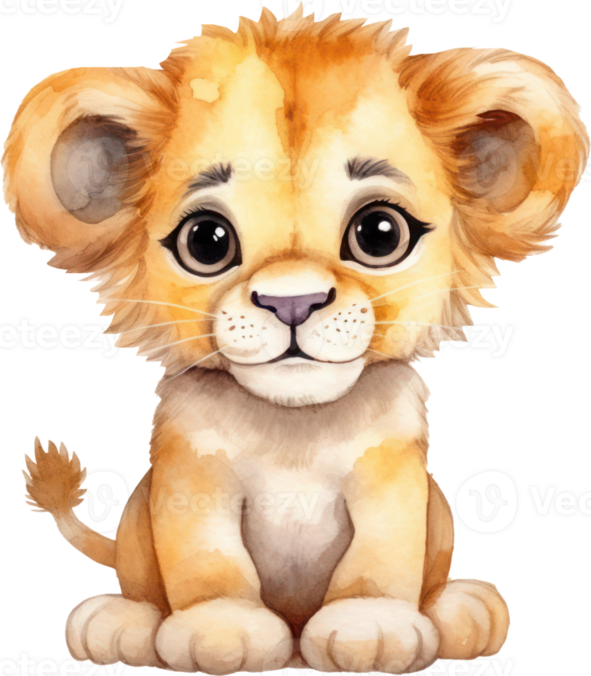 bébé Lion aquarelle illustration. ai généré png