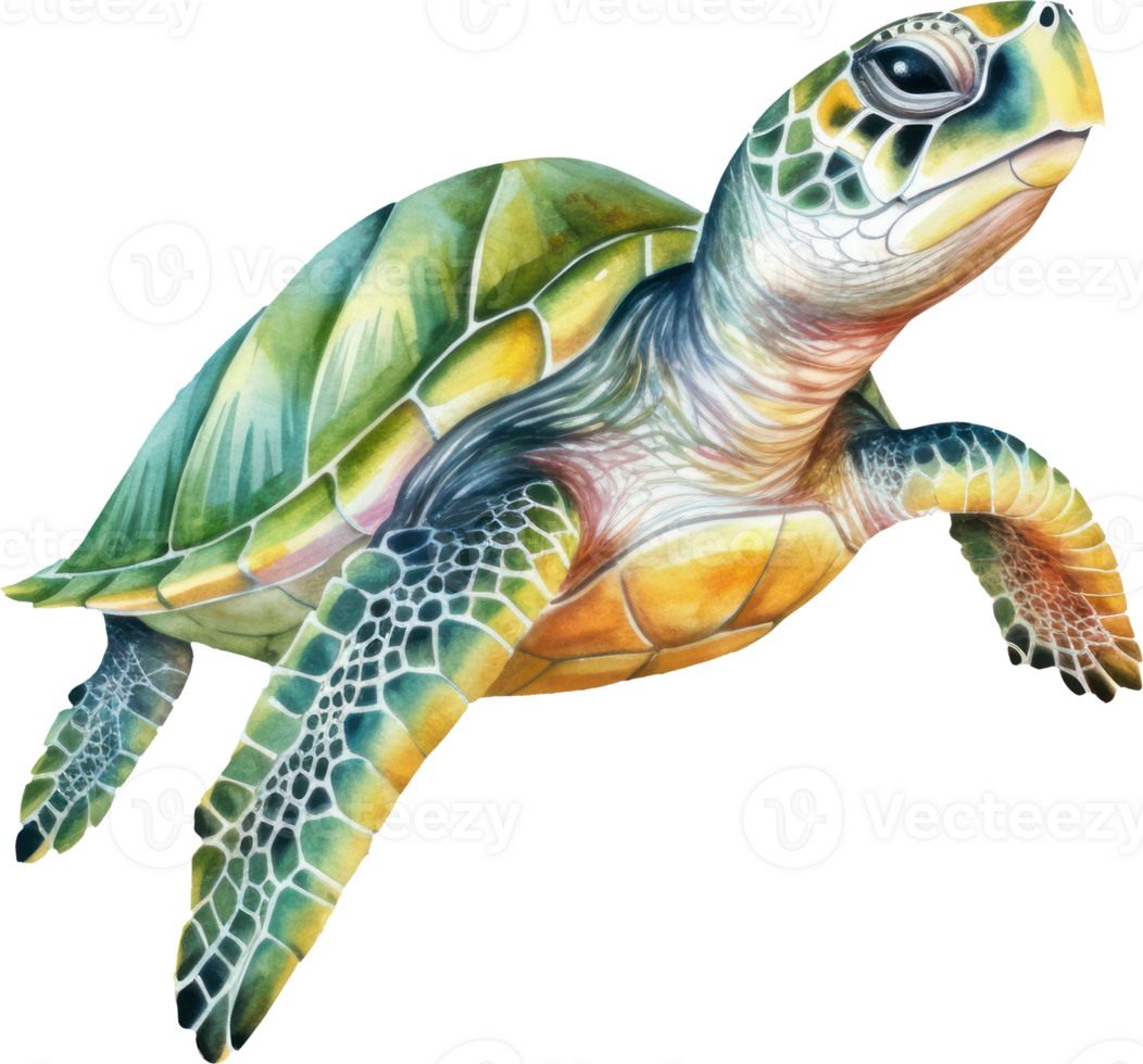 mar Tortuga acuarela ilustración. ai generado png