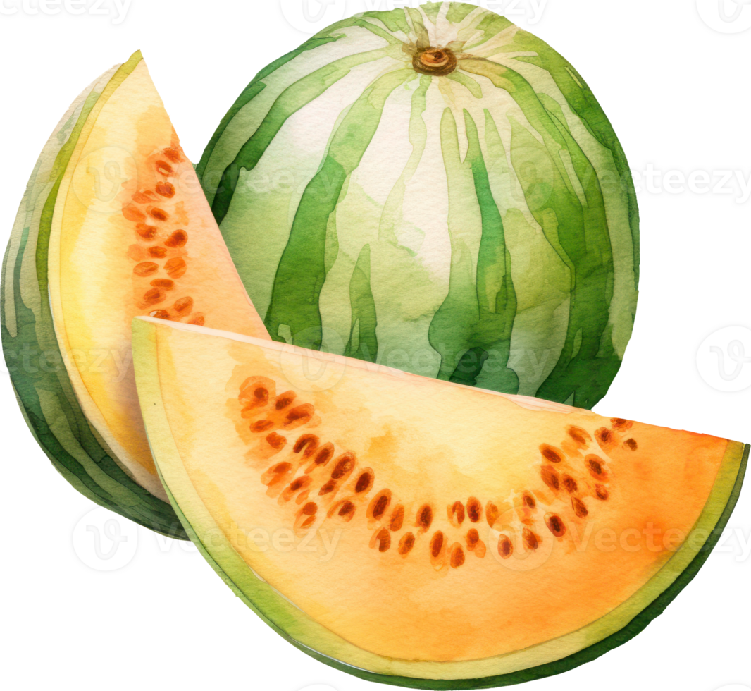 Cantaloupe Watercolor Illustration. png