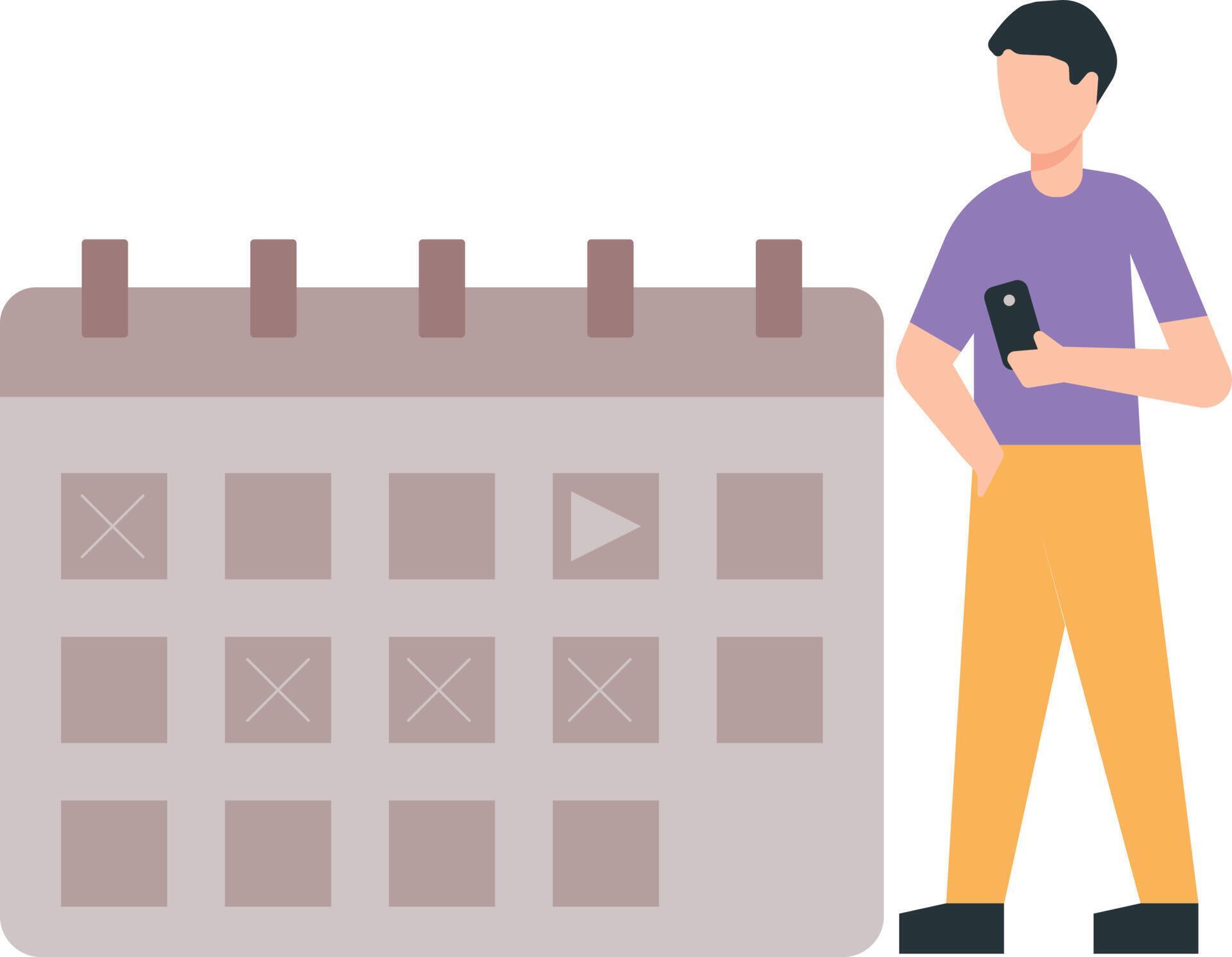 The boy is looking at the calendar. 24046969 Vector Art at Vecteezy