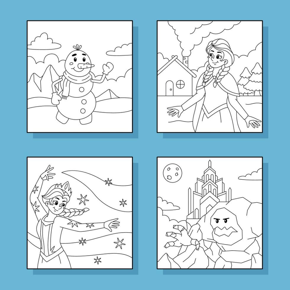 Snow Princess and Friends Coloring  Pages vector