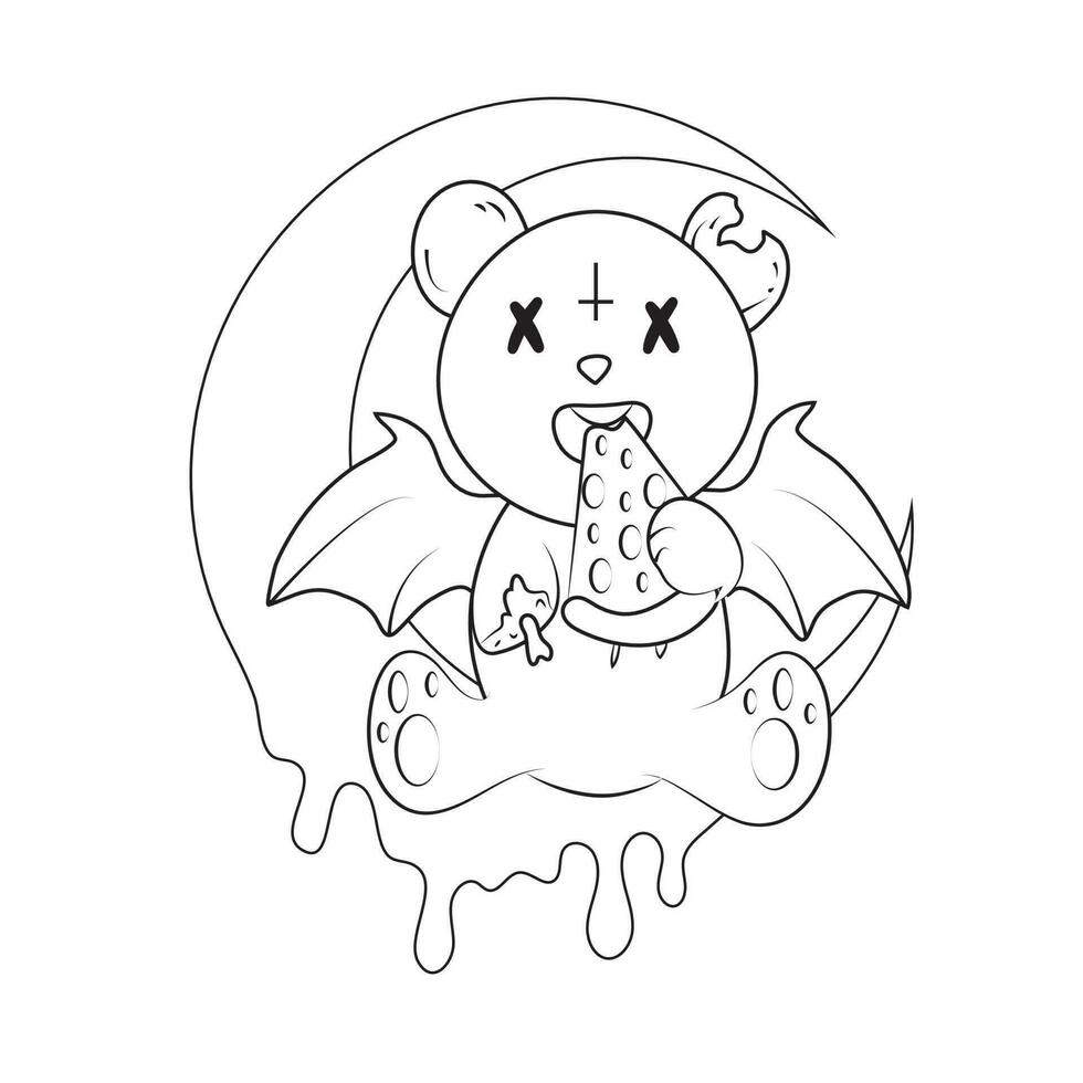 creepy kawaii pastel goth coloring page vector