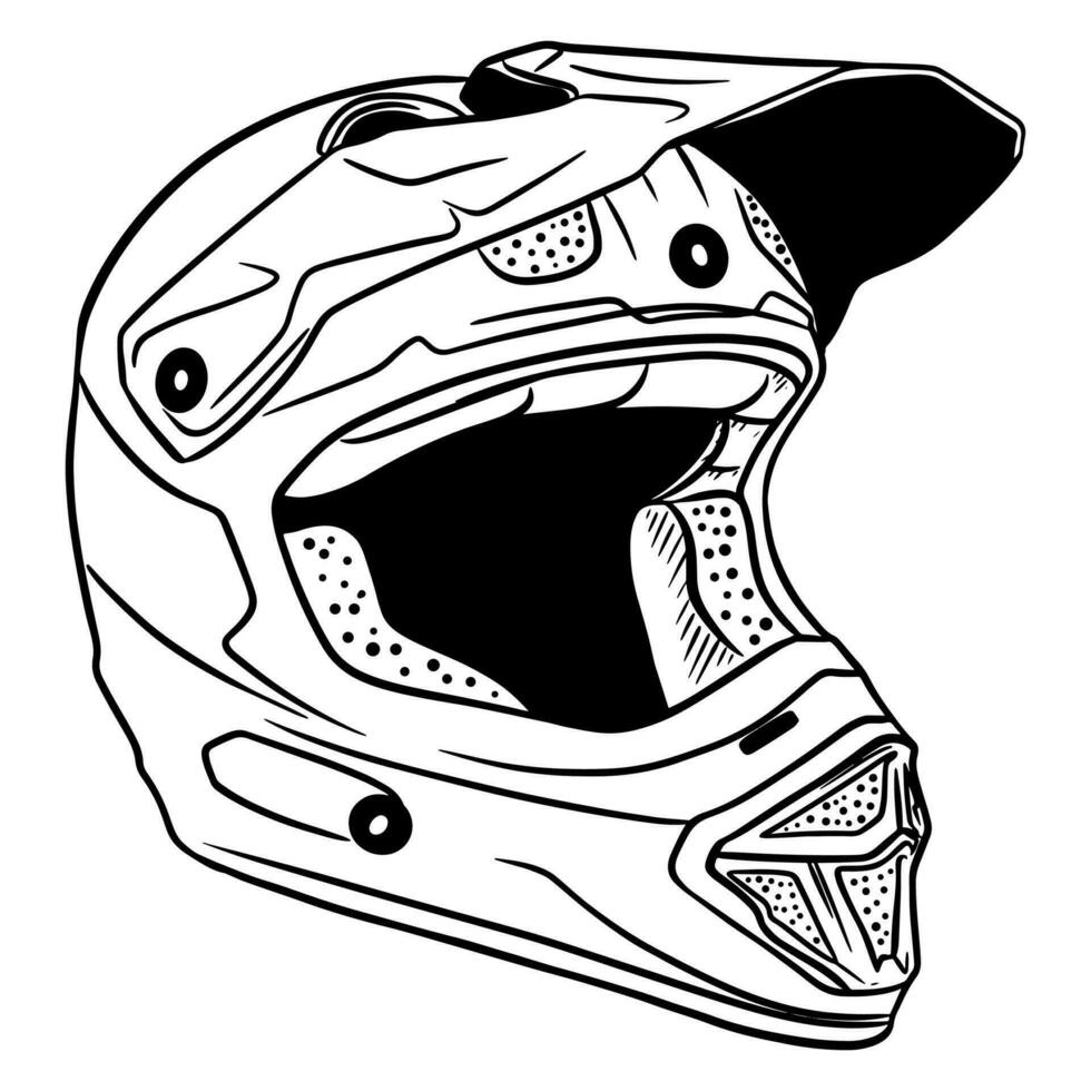 casco para montando motocross bicicletas cabeza proteccion. enduro deporte. vector
