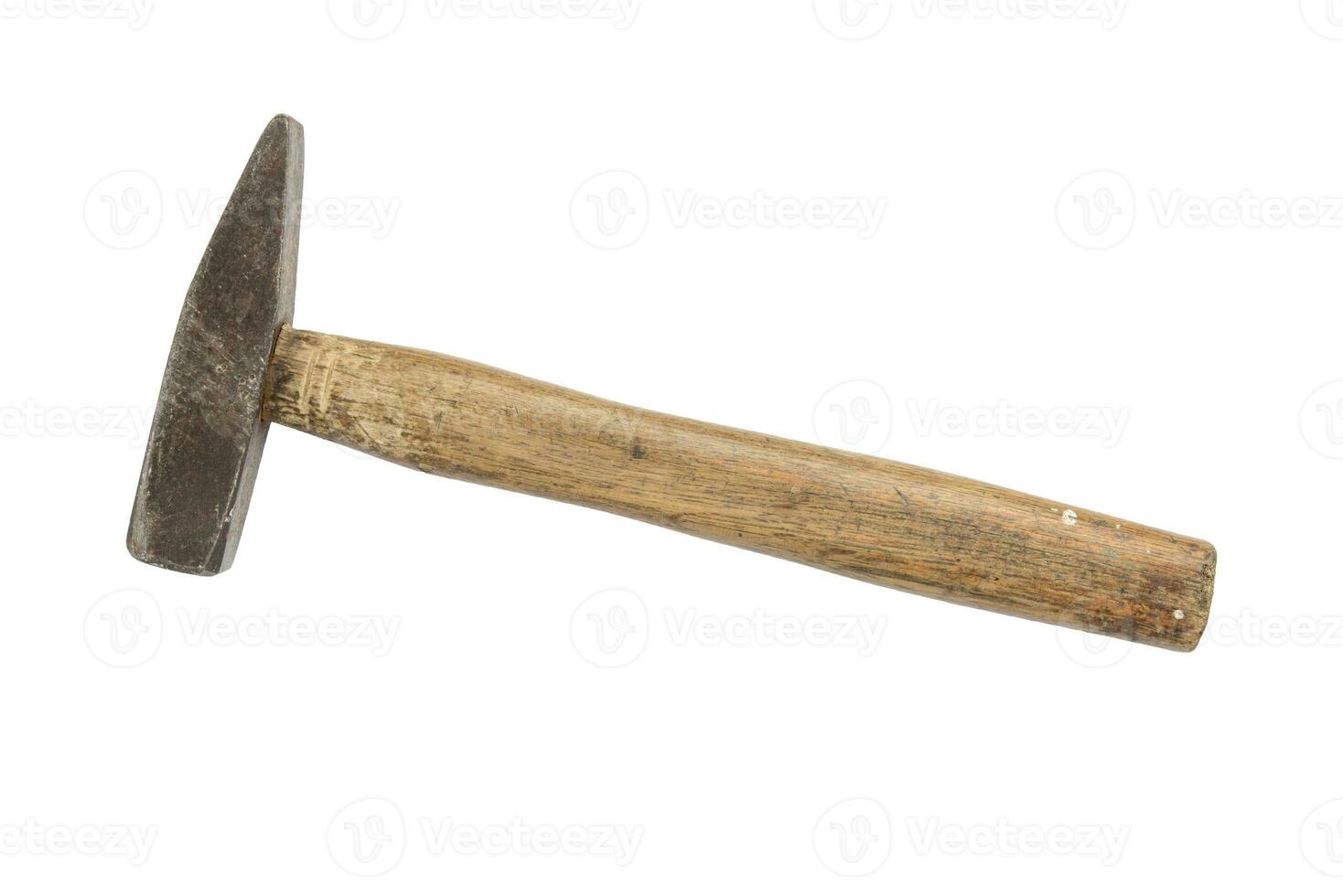 Old and rusty hammer on a white background. Clipping path. photo