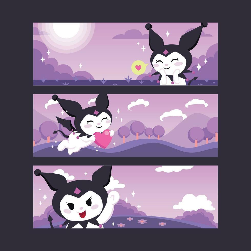 Cute Little Bunny Horizontal Banner Set vector