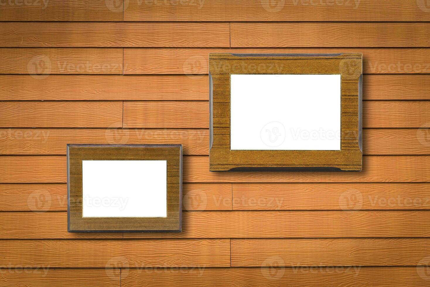 Blank photo wood frame on old brick wall