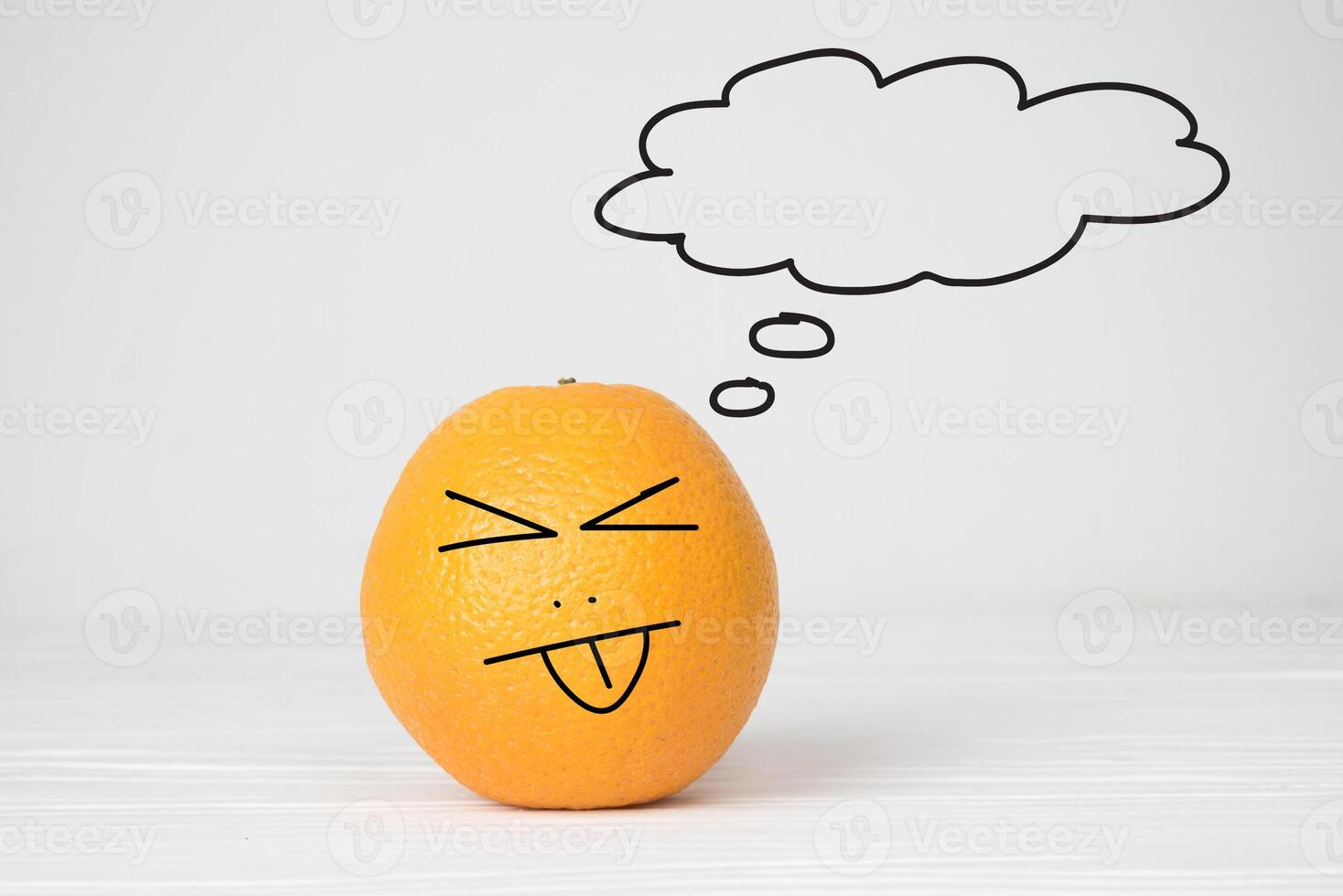 Smiley orange happy freehand drawn thought bubble textured photo