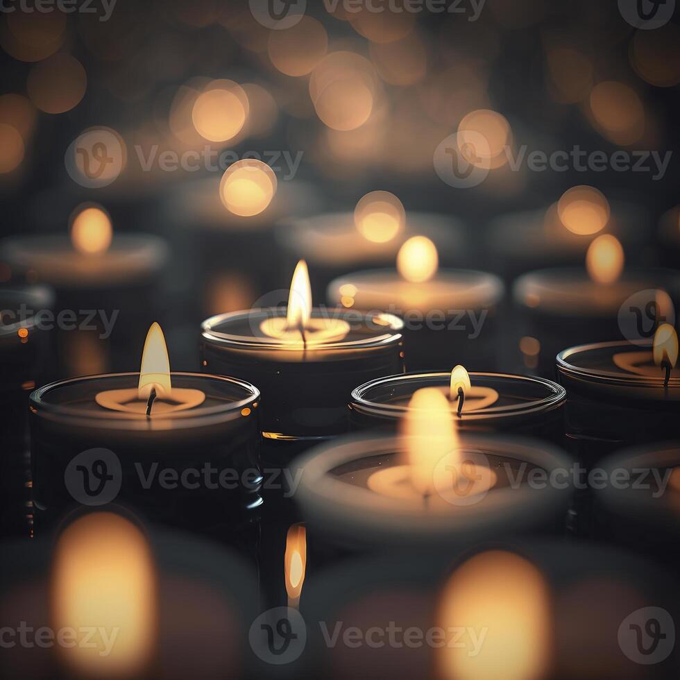 World Religious Day concept A large number of candles flickering in a small depth of field ,. photo