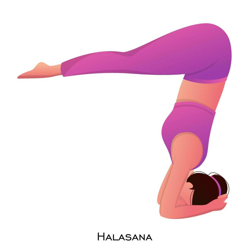 personaje de joven mujer en halasana pose. vector