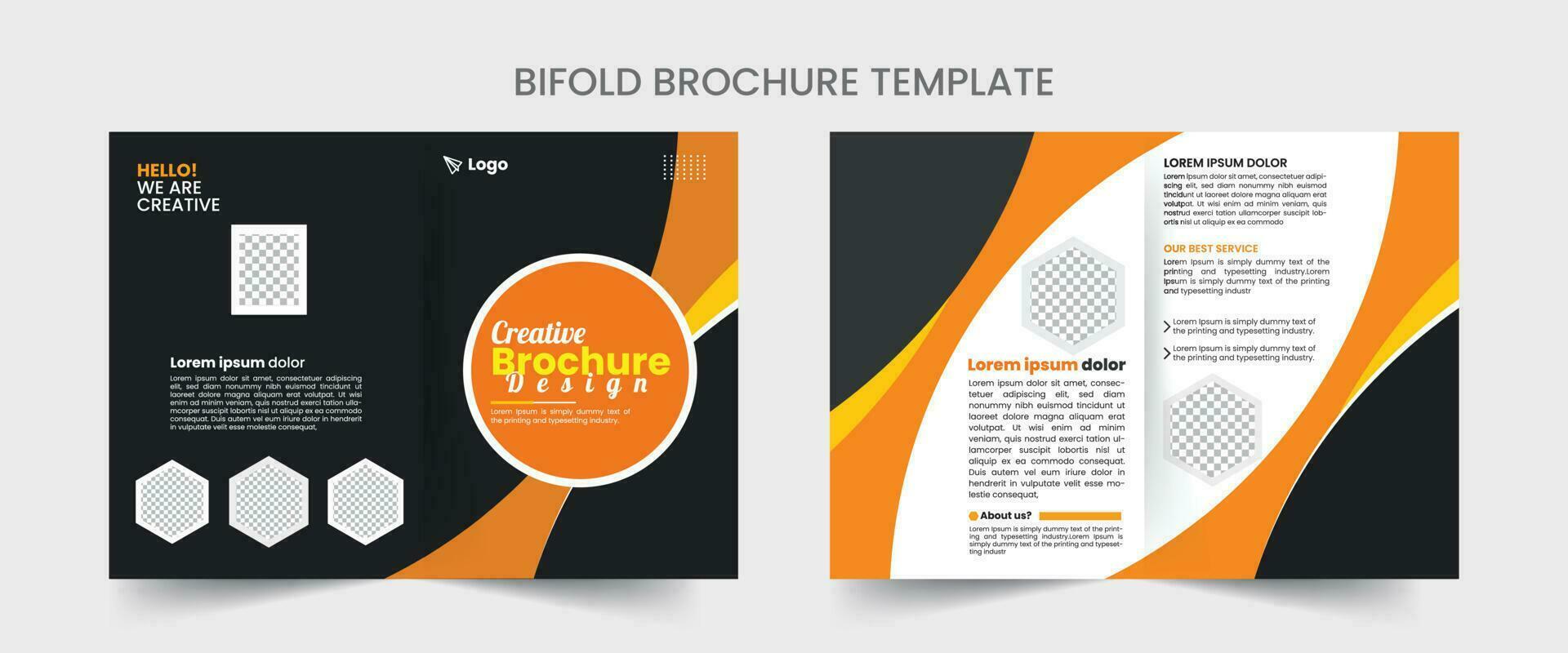 Bi fold Brochure Design Template for your Company with minimal and modern shapes in A4 format. vector