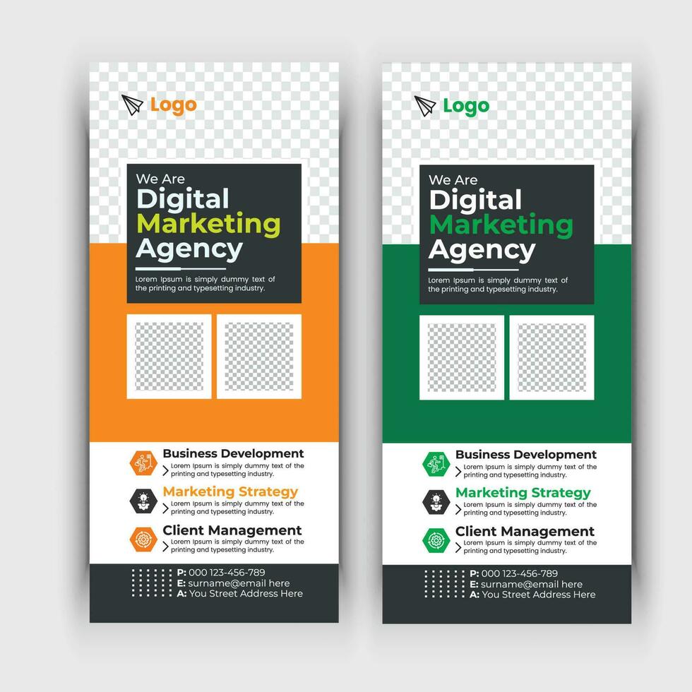 Modern roll up banner, Professional stand banner template design with creative shapes and idea. vector