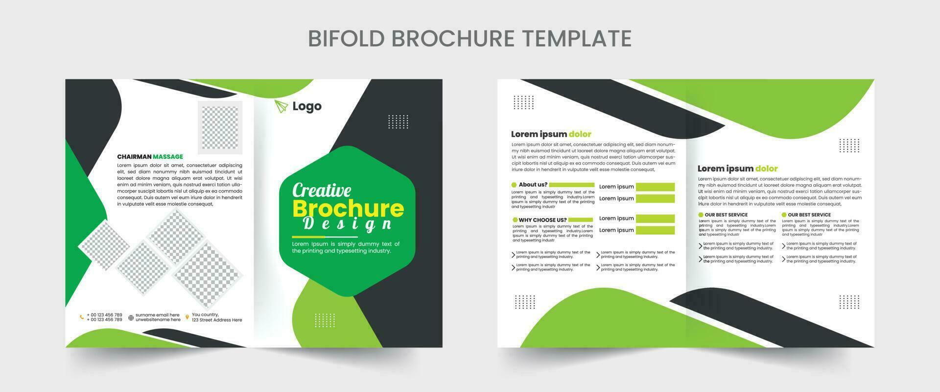 bi doblez folleto diseño modelo para tu empresa con mínimo y moderno formas en a4 formato. vector