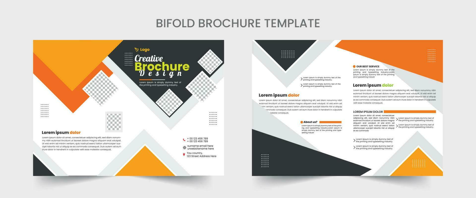 Bi fold Brochure Design Template for your Company with minimal and modern shapes in A4 format. vector