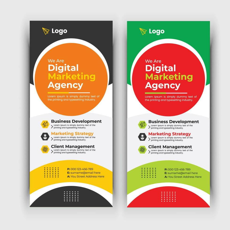 Modern roll up banner, Professional stand banner template design with creative shapes and idea. vector