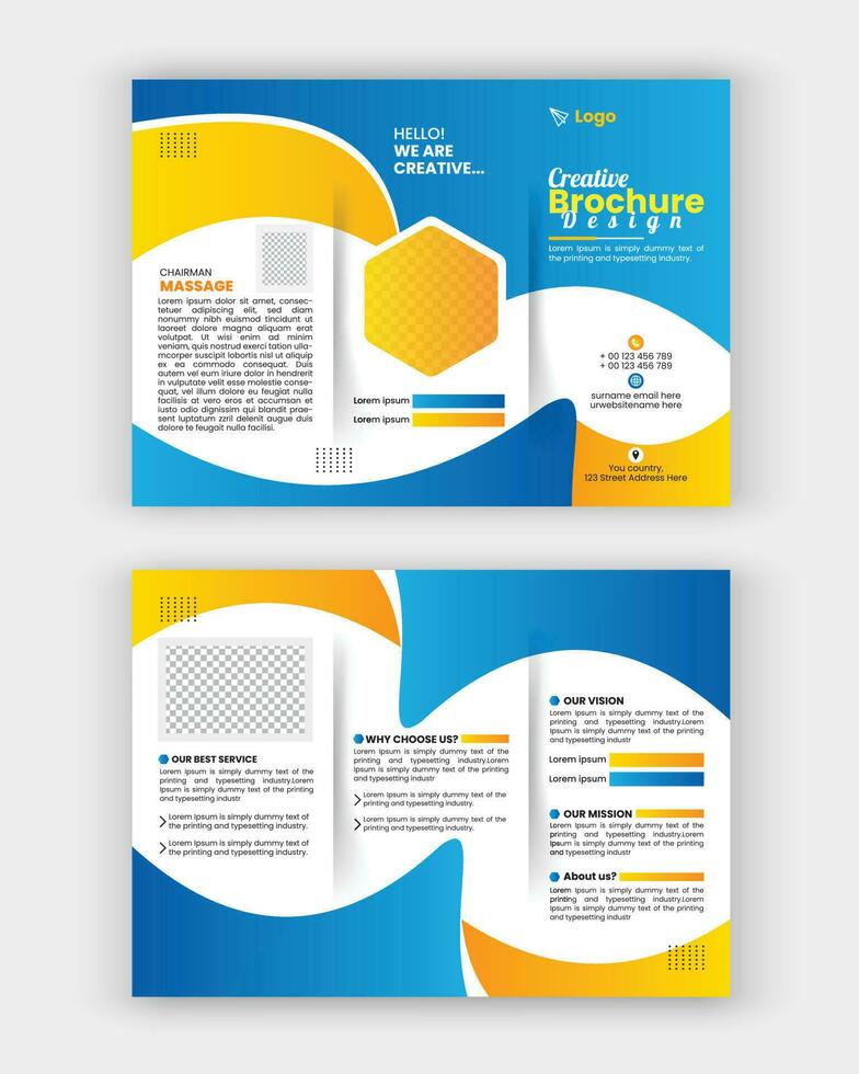 Business Brochure Template in Tri Fold Layout. Corporate Design Leaflet with minimal design template in a4. vector