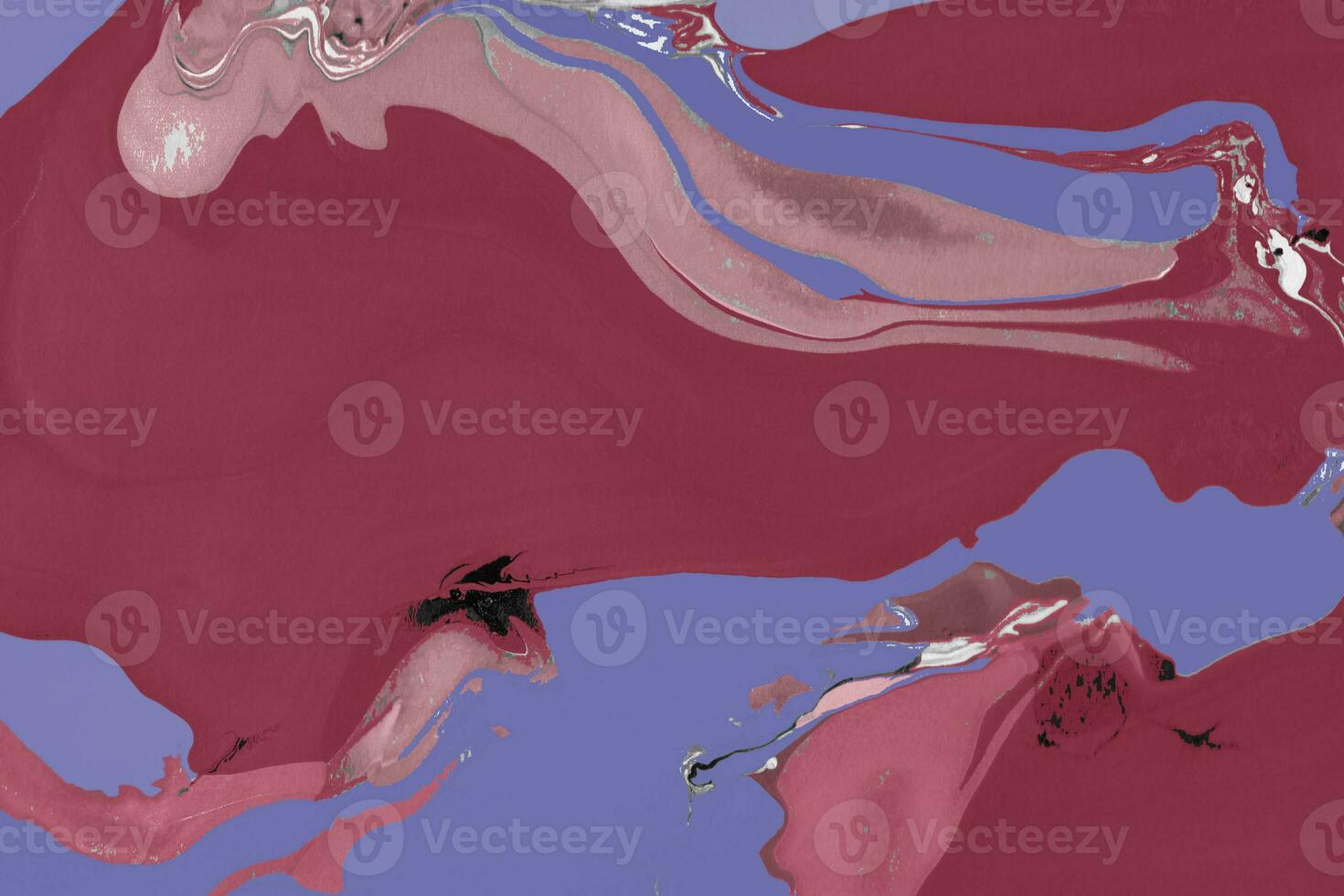 Spread-out acrylic paint. Abstract background, made in the technique of fluid art. Changing colors of the year concept. Very Peri and Viva Magenta. photo