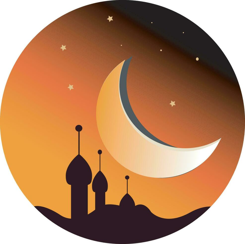 halftone golden night moon vector