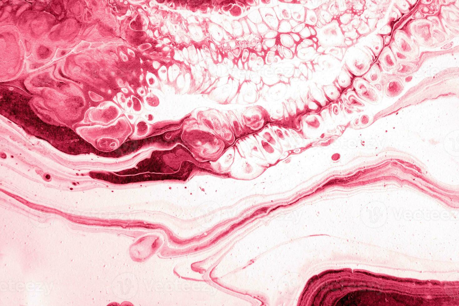 Spread-out acrylic paint. Abstract background, made in the technique of fluid art. Demonstrating the colors of 2023 - Viva Magenta photo
