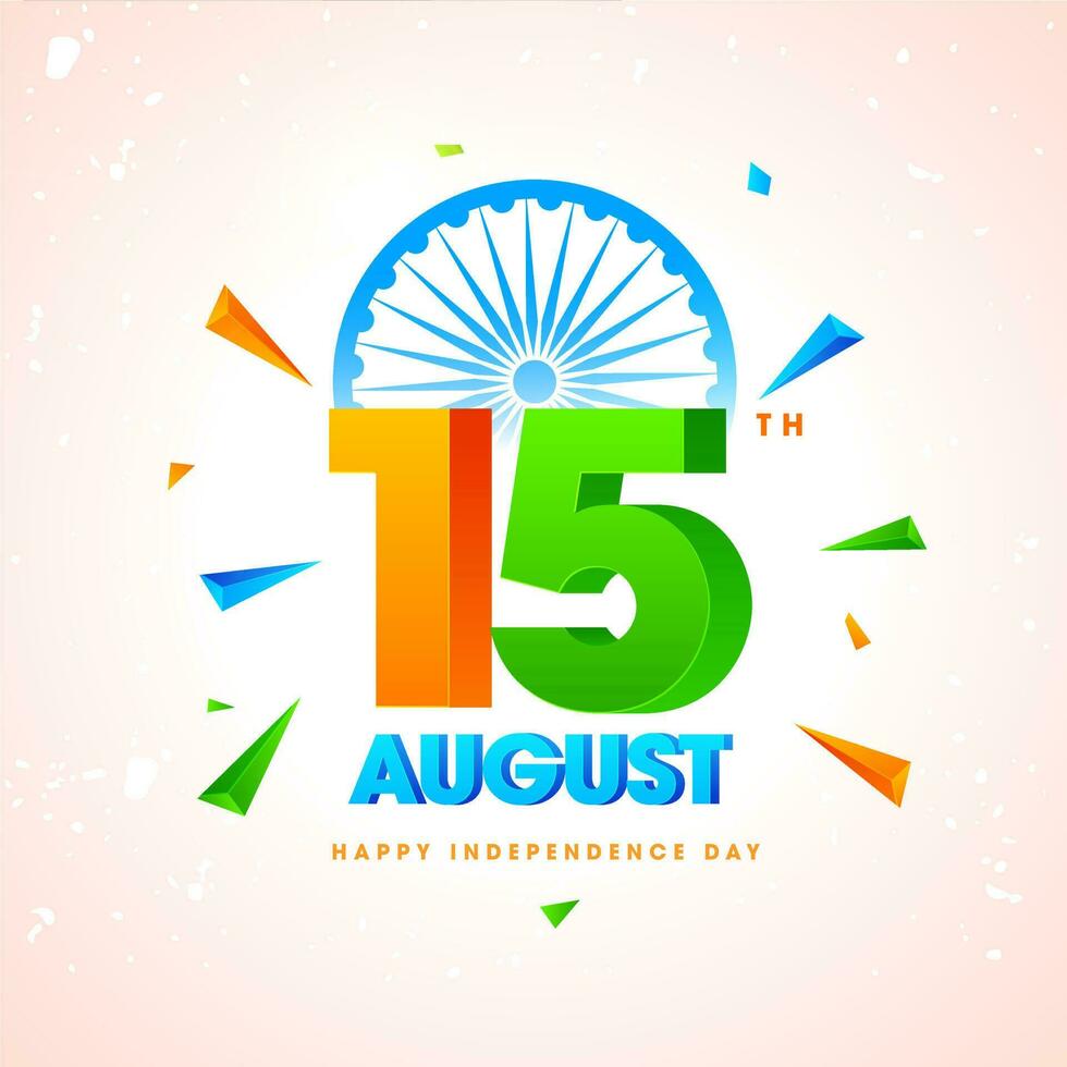Realistic illustration of 15th August on decorative background for Happy Independence Day Celebration poster or banner. vector