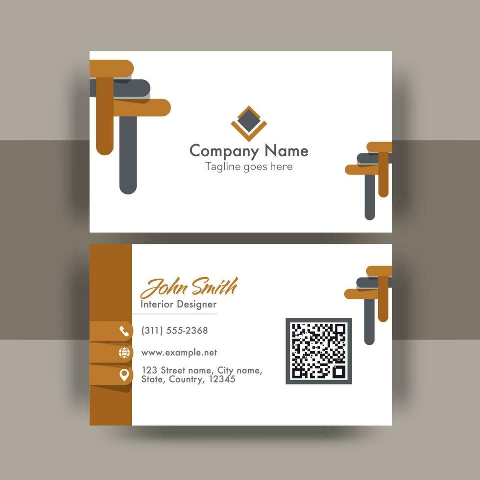 Front And Back View Of Visiting Card Design For Interior Designer. vector