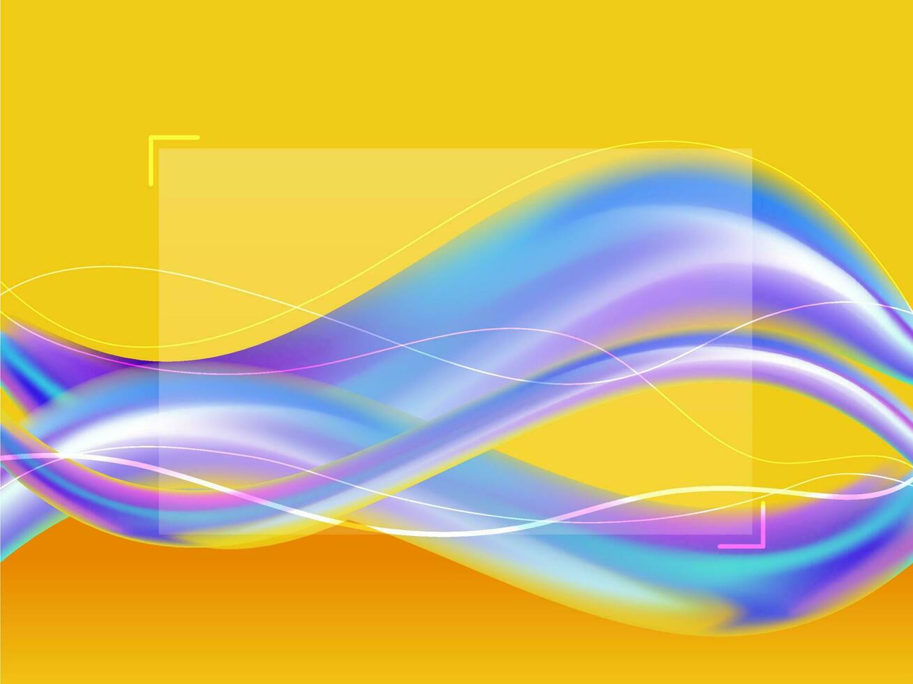 Gradient color waves with blur effect on yellow background. vector