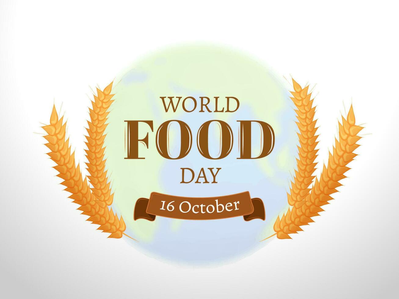 16th October, World Food Day banner or poster design decorated with wheat ears on white background. vector