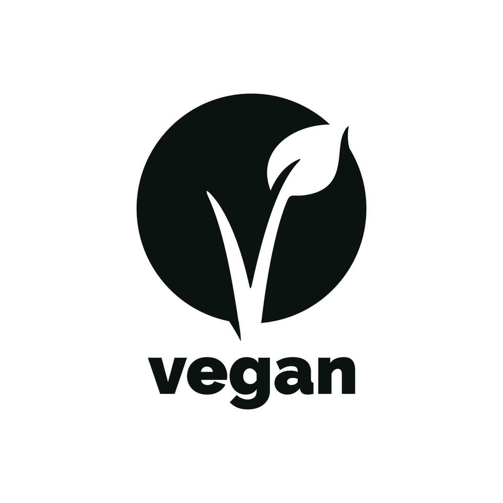Vegan icon logo isolated on white background vector