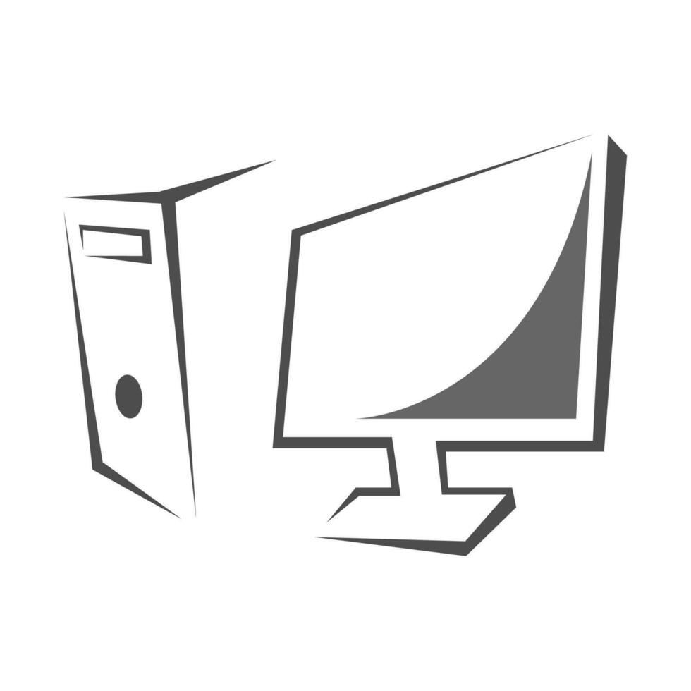 Computer PC icon logo design vector