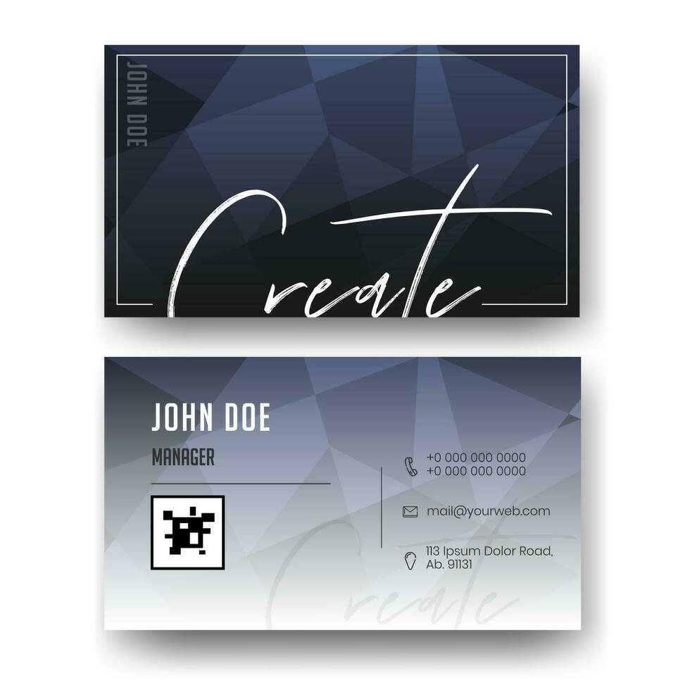 Business card or banner design with abstract geometric pattern in front and back view. vector