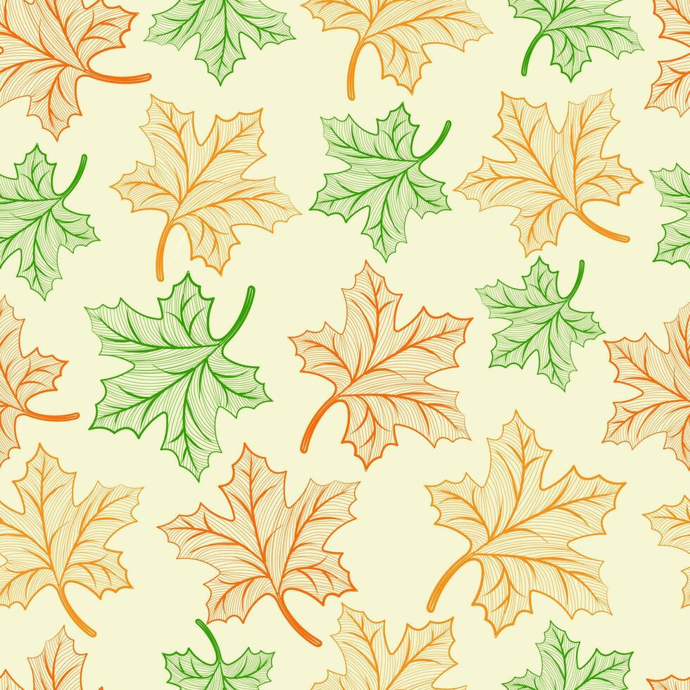 Seamless Transparent Maple Leaves Background. vector