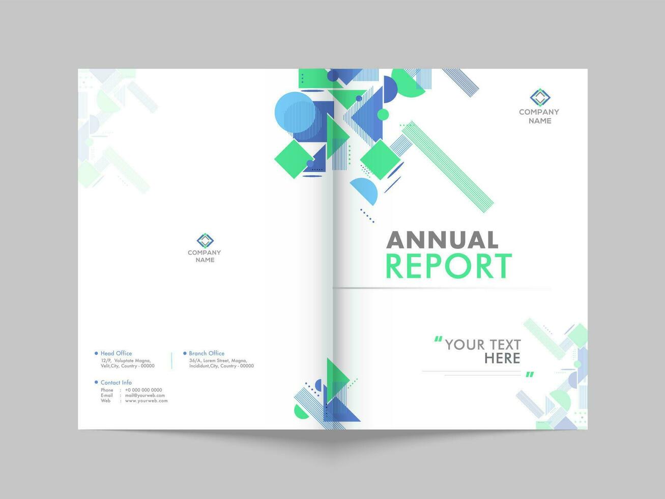 Front and back cover of business annual report, magazine, flyer mockup. vector