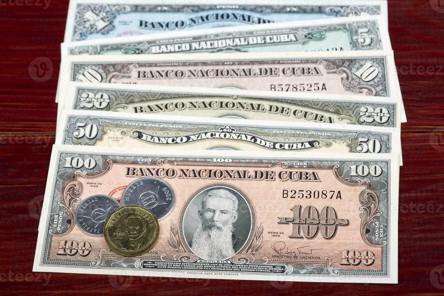 Old Cuban Pesos coins and banknotes photo