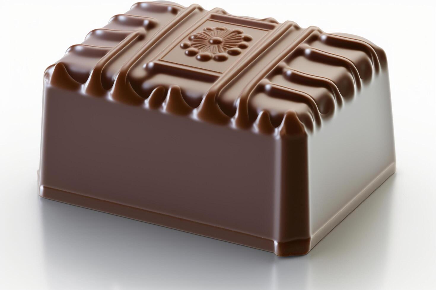 Image of close up of a delicious melting chocolate bar isolated on white background. For chocolate festival, food, sweet dessert, valentine's day or chocolate day by photo